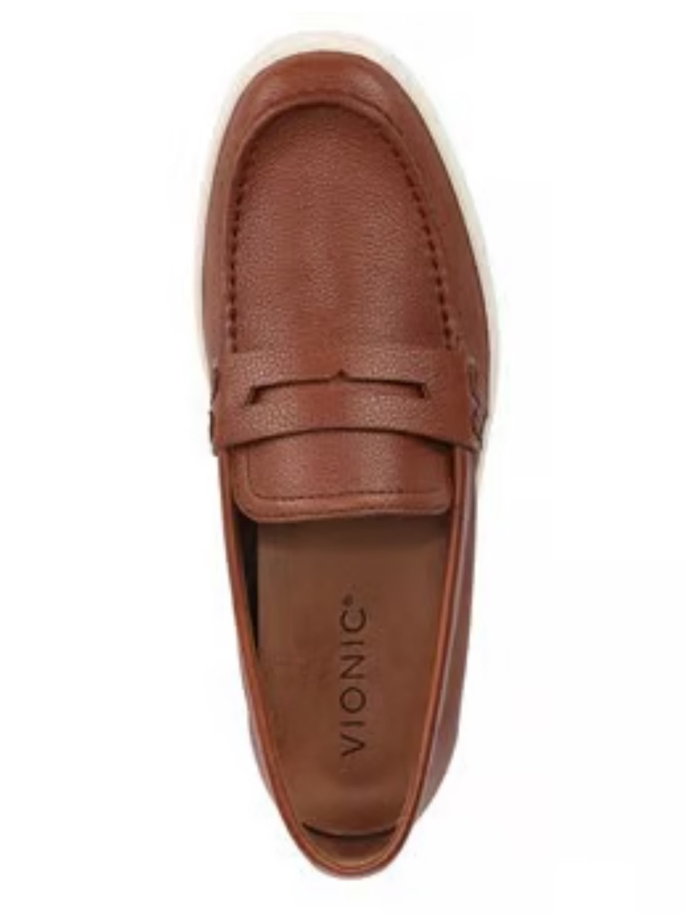 NWOT- VIONIC -Tan Leather Uptown Penny Slip-On Loafers with Cream Sole